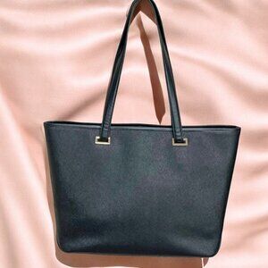 LO & SONS The Seville 13" Black Saffiano Tote with‎ Gray Nylon Organizer